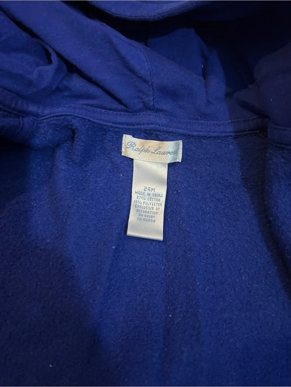 Ralph Lauren Kids Blue Hooded Zip Sweatshirt with Yellow Pony